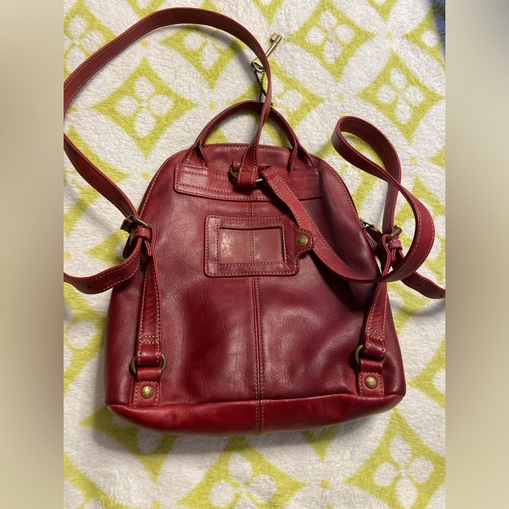 FOSSIL Red Leather SMALL Backpack - Picture 10 of 10